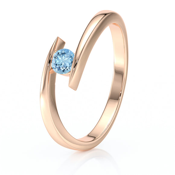 Solitaire aigue-marine Etincelle d’Amour - 1