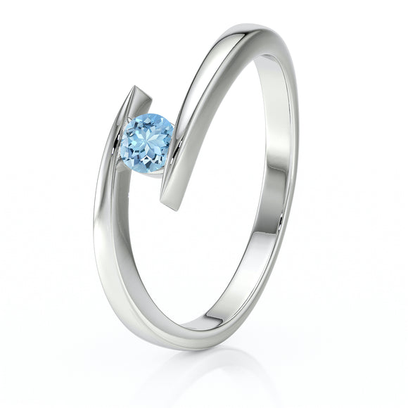 Solitaire aigue-marine Etincelle d’Amour - 1