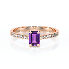 Solitaire accompagné améthyste et diamant Divine Idylle - 3