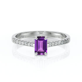 Solitaire accompagné améthyste et diamant Divine Idylle - 3