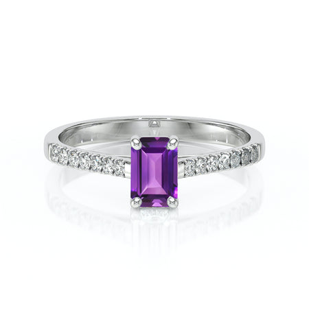 Solitaire accompagné améthyste et diamant Divine Idylle - 3