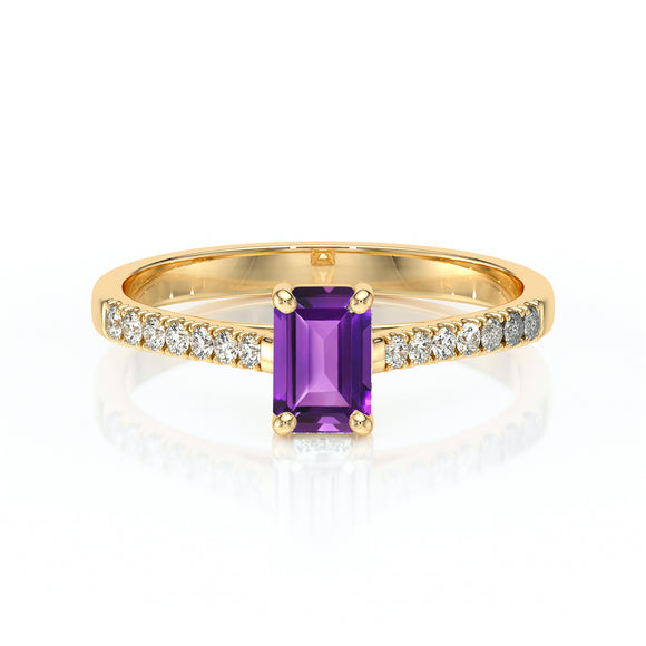 Solitaire accompagné améthyste et diamant Divine Idylle - 3