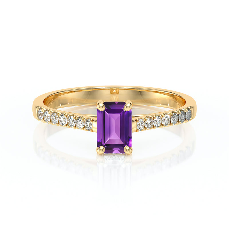 Solitaire accompagné améthyste et diamant Divine Idylle - 3