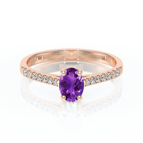 Solitaire accompagné améthyste et diamant Divine Idylle - 4