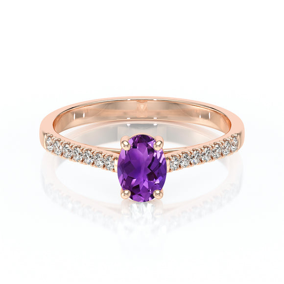Solitaire accompagné améthyste et diamant Divine Idylle - 4