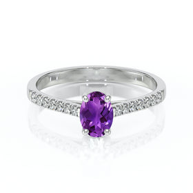 Solitaire accompagné améthyste et diamant Divine Idylle - 4