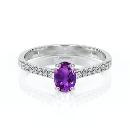 Solitaire accompagné améthyste et diamant Divine Idylle - 4