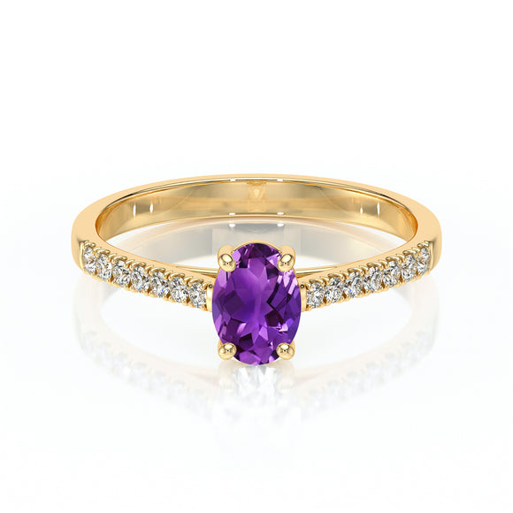 Solitaire accompagné améthyste et diamant Divine Idylle - 4