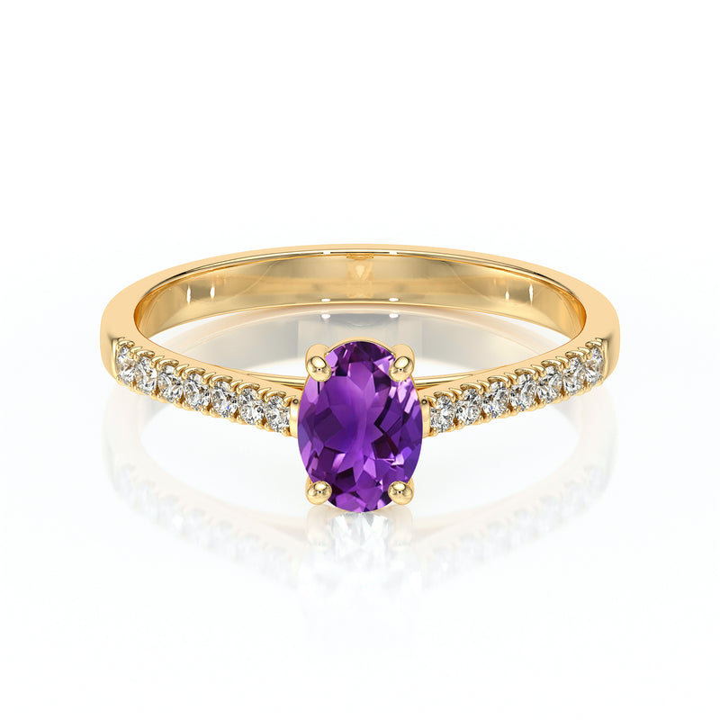 Solitaire accompagné améthyste et diamant Divine Idylle - 4