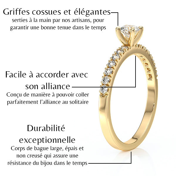 Solitaire accompagné saphir et diamant Divine Idylle - 1