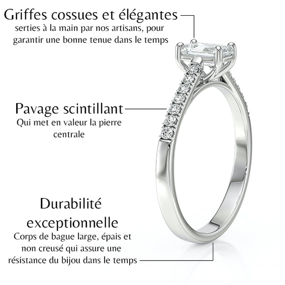Solitaire accompagné diamant Divine Idylle - 3