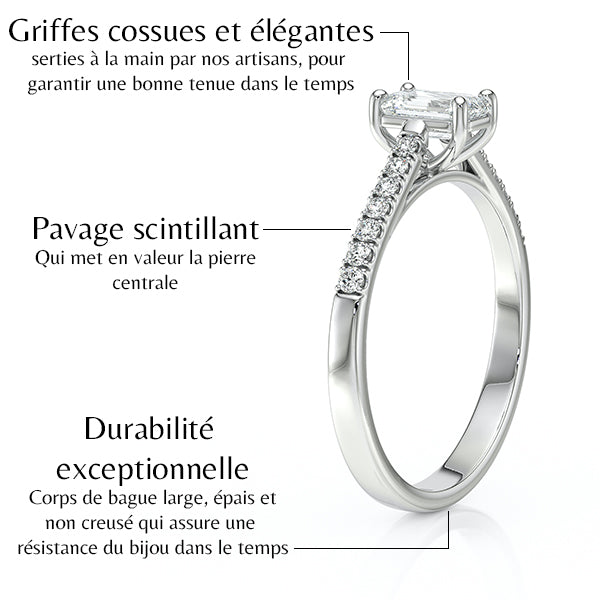 Solitaire accompagné diamant Divine Idylle - 3