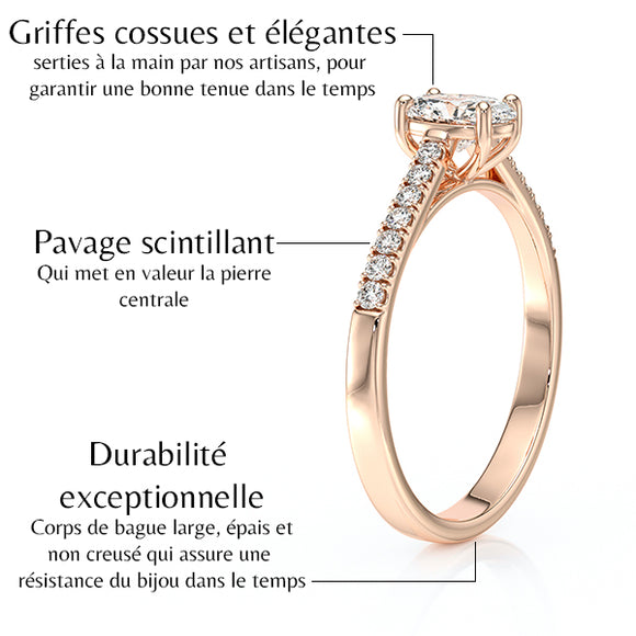 Solitaire accompagné diamant Divine Idylle - 4