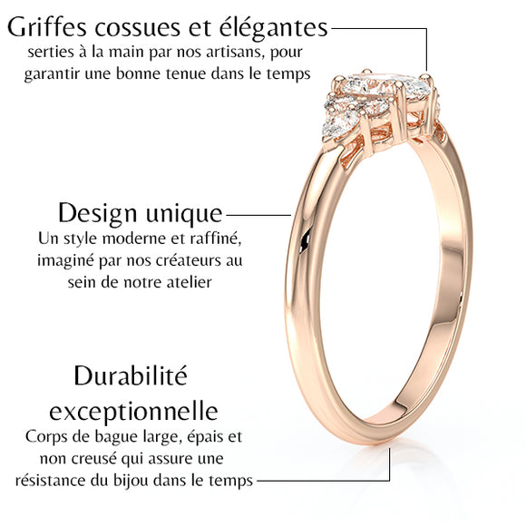 Solitaire accompagné diamant Divine Idylle - 5