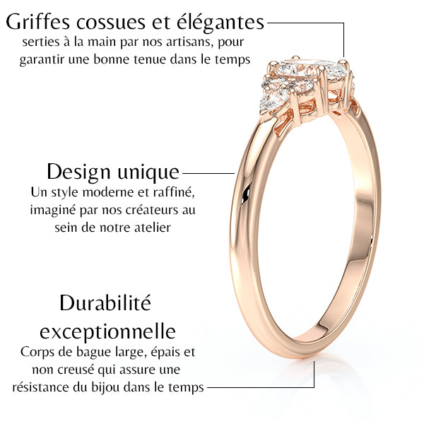 Solitaire accompagné diamant Divine Idylle - 5