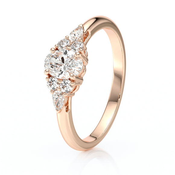 Solitaire accompagné saphir vert diamant Divine Idylle - 5