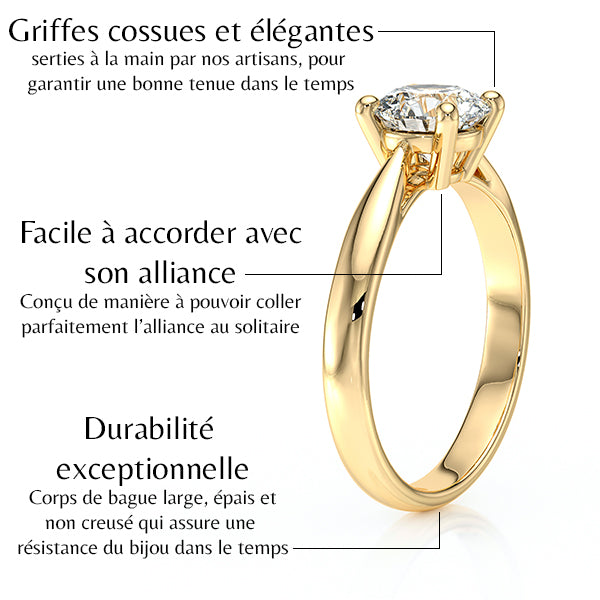 Solitaire diamant Lune de Miel - 1 carat