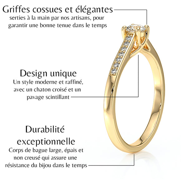 Solitaire accompagné diamant noir et diamant Pluie d’étoiles - 4