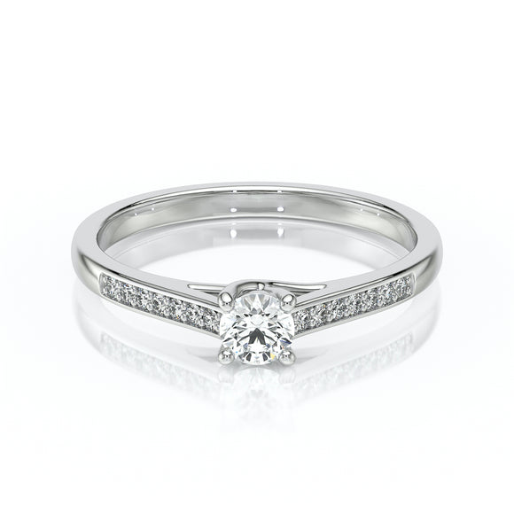 Solitaire accompagné diamant noir et diamant Pluie d’étoiles - 4