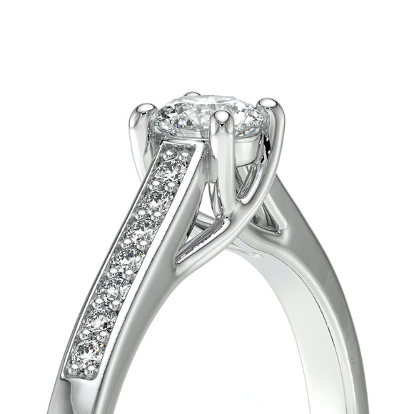 Solitaire accompagné diamant noir et diamant Pluie d’étoiles - 4