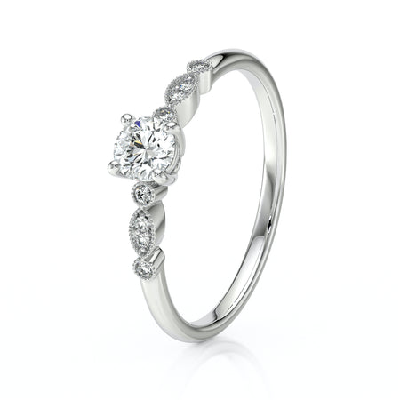 Solitaire accompagné diamant Pluie d’étoiles - 9