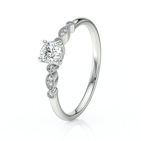 Solitaire accompagné diamant Pluie d’étoiles - 9