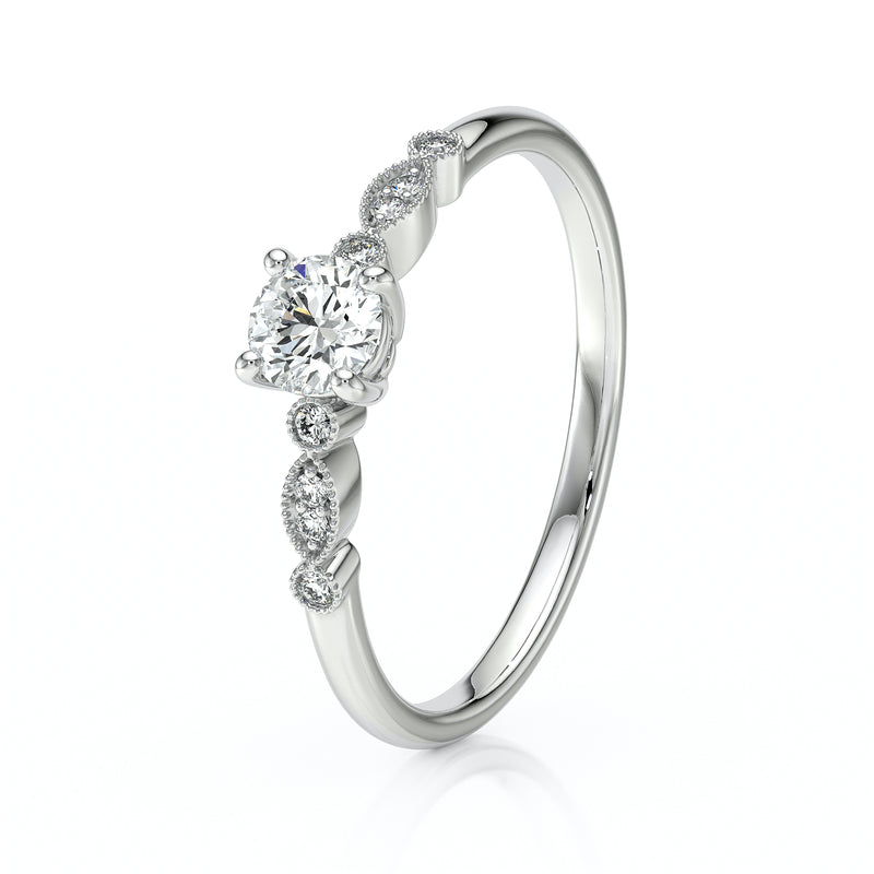 Solitaire accompagné diamant Pluie d’étoiles - 9