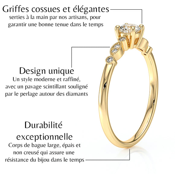 Solitaire accompagné diamant Pluie d’étoiles - 9