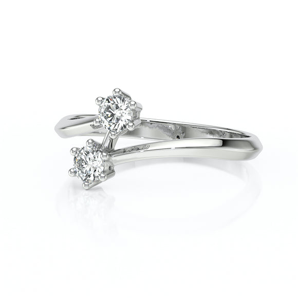 Solitaire saphir rose diamant Toi et Moi - 6 Griffes