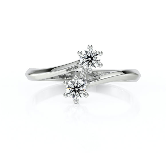 Solitaire diamant Toi et Moi - 6 Griffes