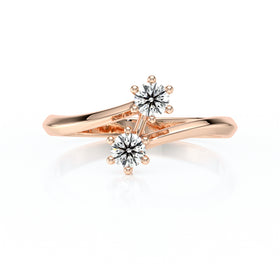 Solitaire diamant Toi et Moi - 6 Griffes