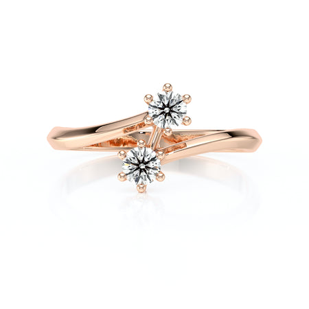 Solitaire diamant Toi et Moi - 6 Griffes