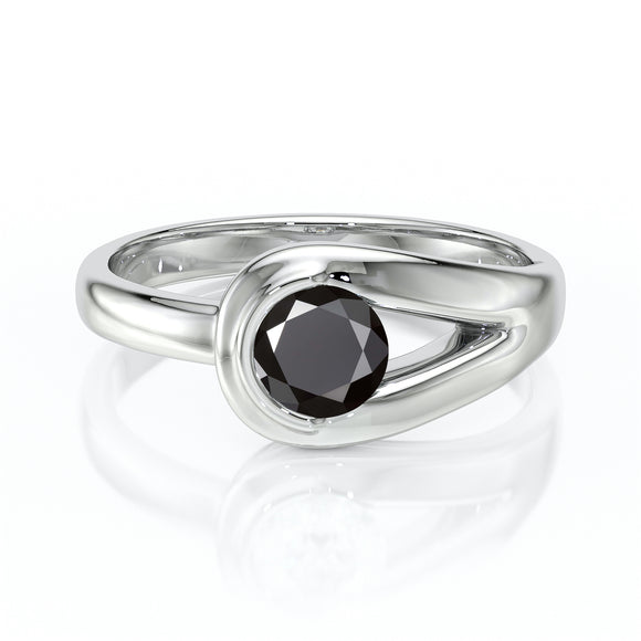 Solitaire diamant noir Amour de Minuit - 3