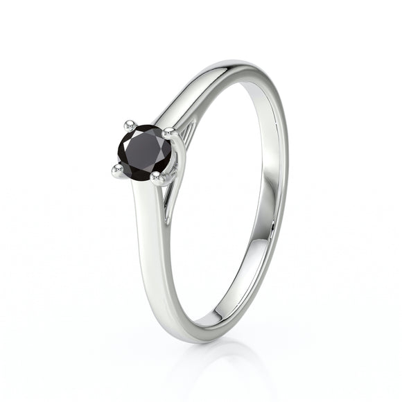 Solitaire diamant noir Lune de Miel - 12