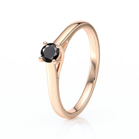 Solitaire diamant noir Lune de Miel - 12