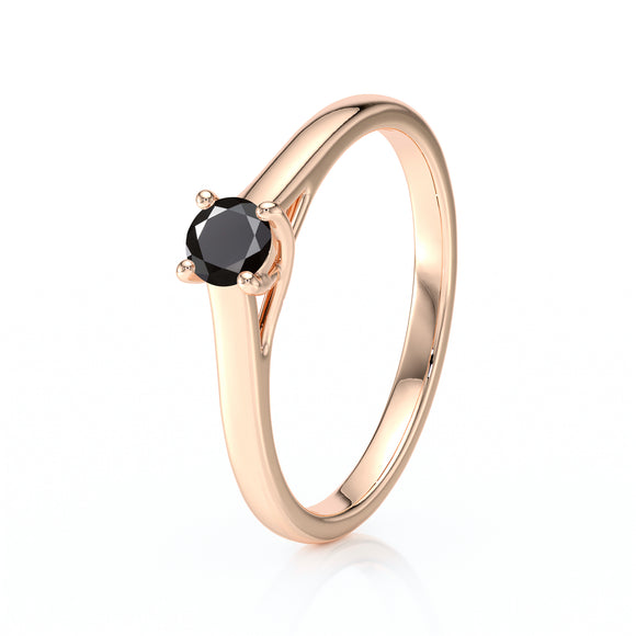 Solitaire diamant noir Lune de Miel - 12