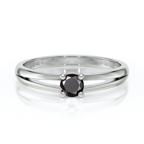 Solitaire diamant noir Lune de Miel - 14
