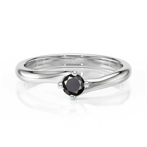 Solitaire diamant noir Lune de Miel - 3