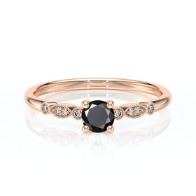 Solitaire accompagné diamant noir et diamant Pluie d’étoiles - 9