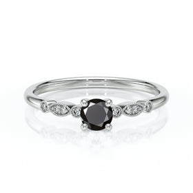 Solitaire accompagné diamant noir et diamant Pluie d’étoiles - 9