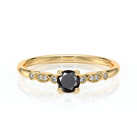 Solitaire accompagné diamant noir et diamant Pluie d’étoiles - 9