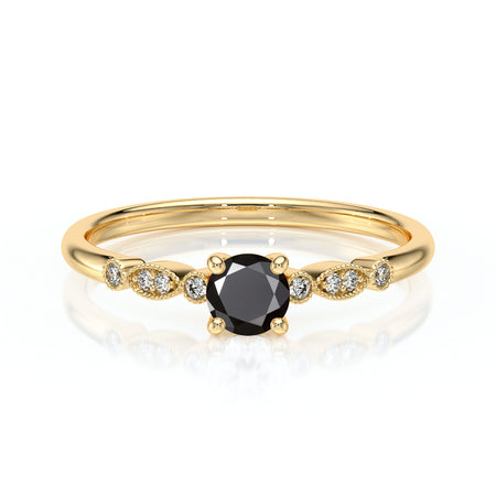 Solitaire accompagné diamant noir et diamant Pluie d’étoiles - 9