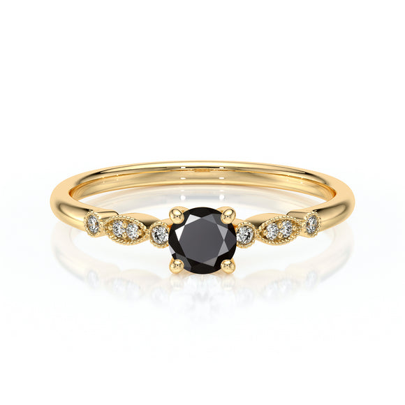 Solitaire accompagné diamant noir et diamant Pluie d’étoiles - 9