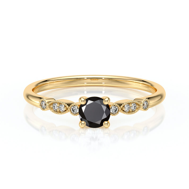 Solitaire accompagné diamant noir et diamant Pluie d’étoiles - 9