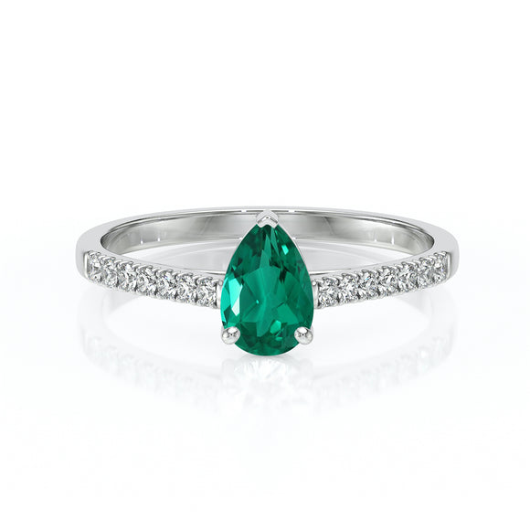 Solitaire accompagné émeraude et diamant Divine Idylle - 2