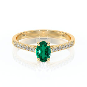 Solitaire accompagné émeraude et diamant Divine Idylle - 4