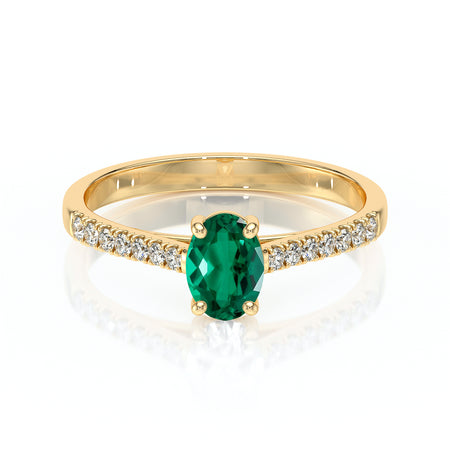 Solitaire accompagné émeraude et diamant Divine Idylle - 4