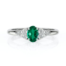Solitaire accompagné émeraude diamant Divine Idylle - 5