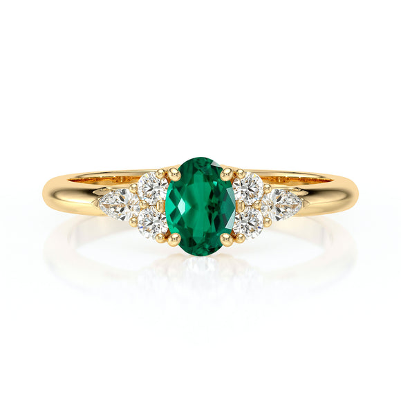 Solitaire accompagné émeraude diamant Divine Idylle - 5