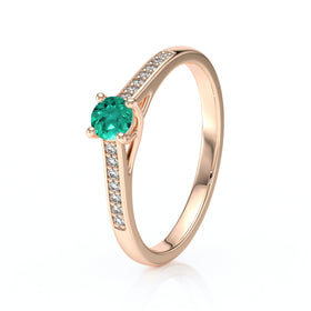 Solitaire accompagné émeraude et diamant Pluie d’étoiles - 4